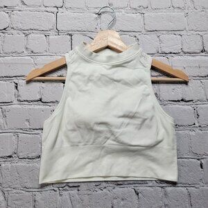 Avec Les Filles White Sleeveless High Collar Crop Top Size M